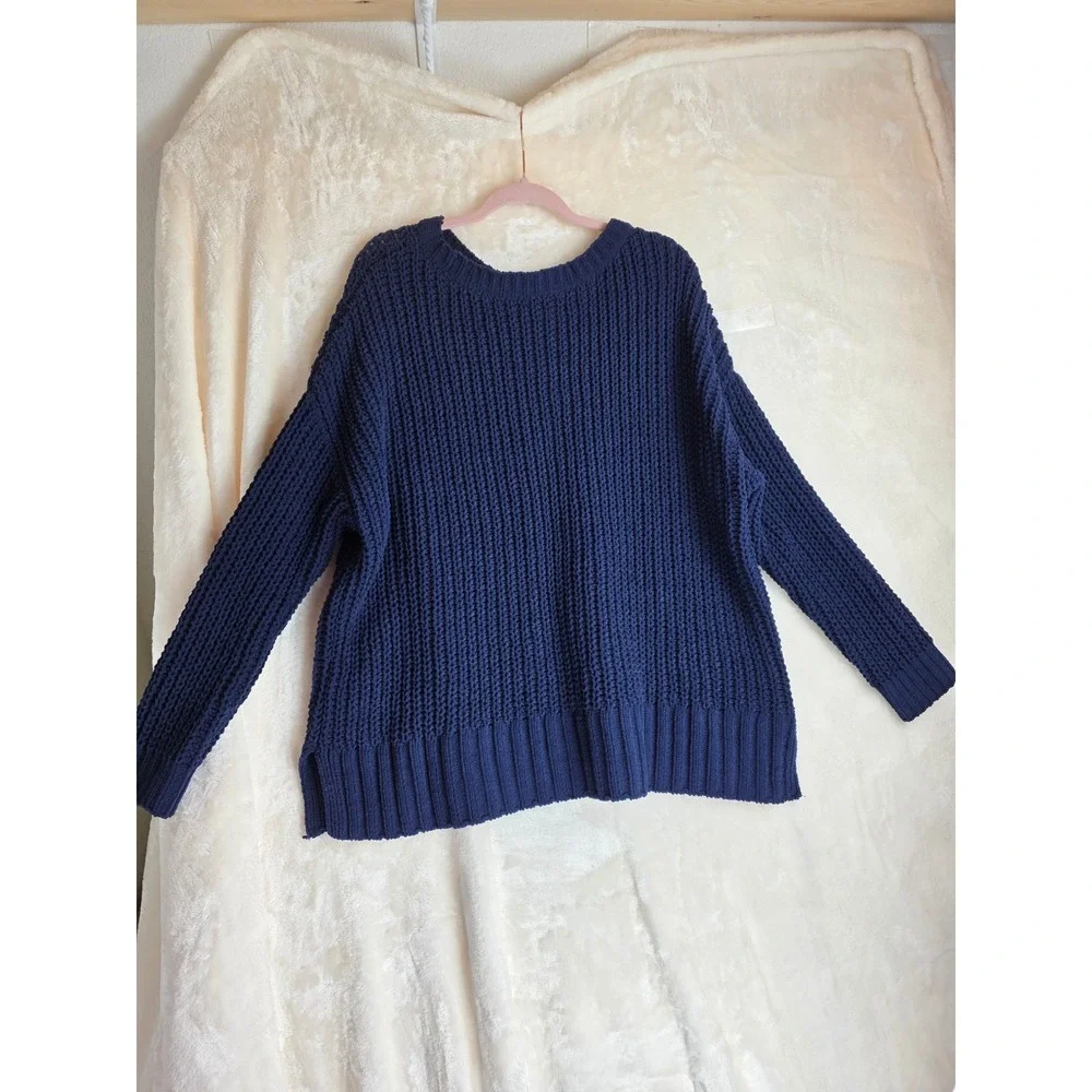 Vintage American Eagle Navy Blue‎ Knit Sweater Small Relaxed Fit Crew Neck